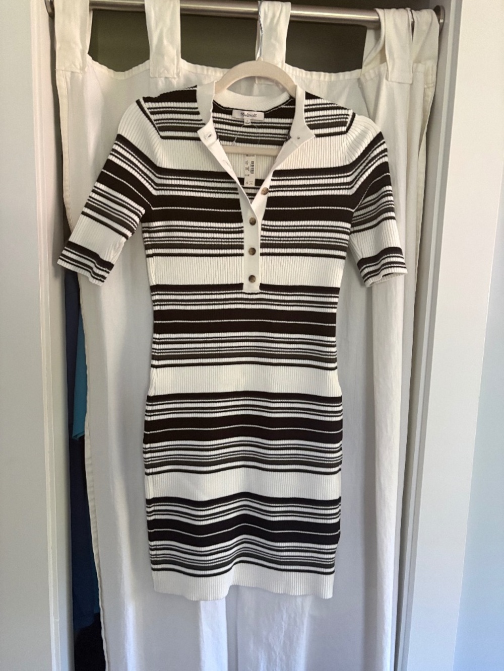Madewell striped ribbed Henley dress